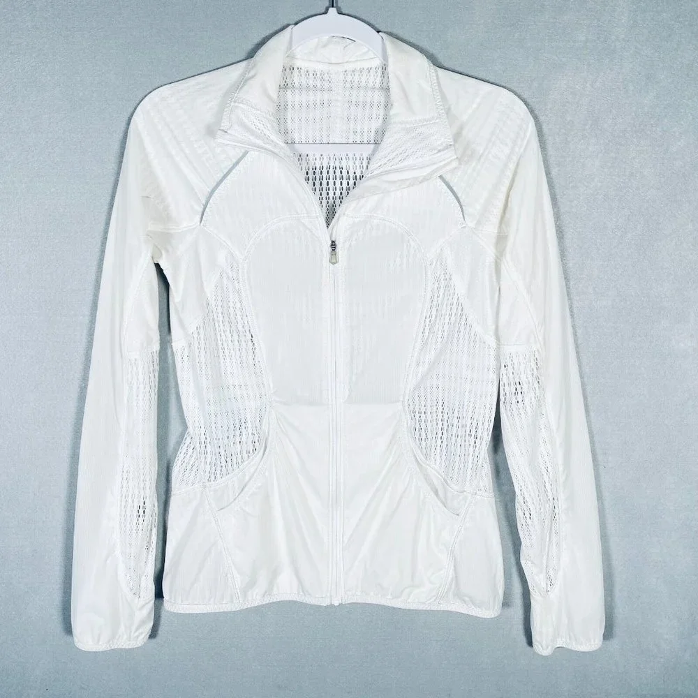 Lululemon Scuba Sweatshirt Womens 6 White Stretch Full Zip Athletic Track Jacket